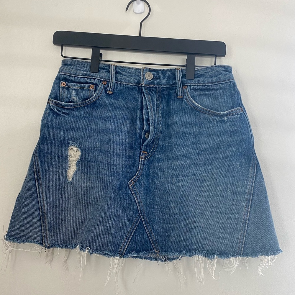 GRLFRND denim, frayed mini skirt. Size 27